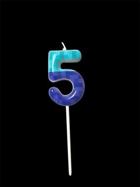 Number 5 Birthday Candle - Blue Gradient Party Candle